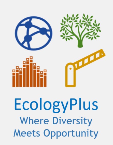 Graphic shows the words Ecology Plus.  Where diversity meets opportunity.