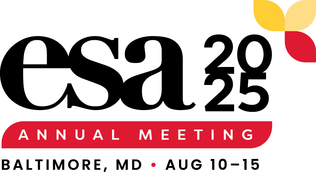 Logo of the 2025 ESA Annual Meeting in Baltimore, MD. Aug 10-15
