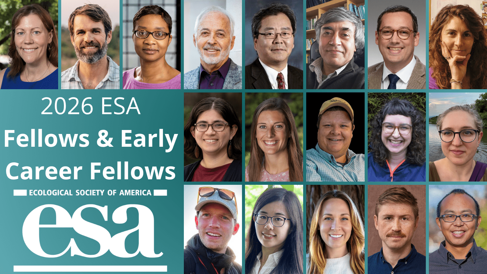 Images of the 2026 ESA Fellows and Early Career Fellows